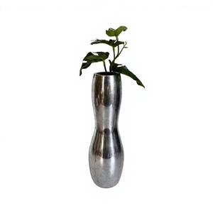 Florero Moderno de Hierro y Latón con Forma Personalizada, Ecológico, con Acabado Plateado para Decoración de Mesa en Hogar y Oficina - Latón Amson - Product Image 1
