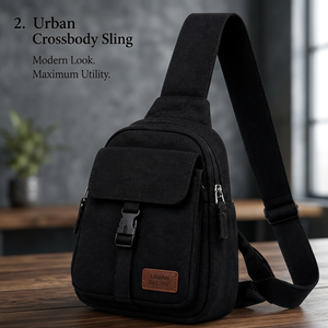 Navrit Creation Urban Canvas Sling <b>Bag</b> <b>Small</b> Zipper Closure Buckle Design Men's <b>Messenger</b> <b>Bag</b> Outdoor Travel 0.1kg - Product Image 2