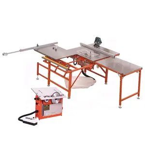 Máquina cortadora de sierra de mesa plegable con riel deslizante doble, portátil, sin polvo, con enrutador para corte de 45 y 90 grados