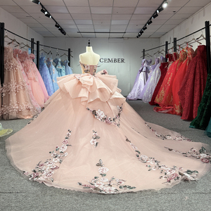 Robe de bal de luxe rose poudré 1550 2026 avec broderie florale 3D, appliques en cristal, perles et dentelle, robe de soirée naturelle pour Quinceañera - Product Image 3
