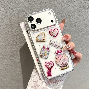 Custodia per telefono in TPU <span class=keywords><strong>rosa</strong></span> con cuore e glitter epossidico, design coreano alla moda, all'ingrosso, per <span class=keywords><strong>iPhone</strong></span> 17 Pro Max, 16, 15, 14, <span class=keywords><strong>13</strong></span> - Product Image 4