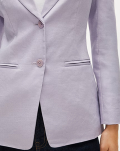 Trajes y Blazers de Lino Lila para Mujer, Cuello Solapa, Corte Entallado, Transpirable, Verano, Formal, Oficina, Estilo Casual Elegante - Product Image 5