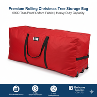 Sac de rangement pour sapin de Noël Behome Collection, matériau Oxford imperméable, 35L + housse, protection pour sapin artificiel, roues, FSC BSCI