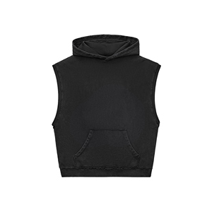 Gilet sans manches washed Heavyweight Oversized Boxy Streetwear à capuche pour hommes - Product Image 1