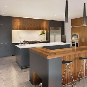 Meubles de cuisine modulaires modernes à assembler soi-même, avec pieds relevés, en acier inoxydable, bois massif et panneaux MDF - Product Image 1