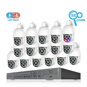 Auto Human Tracking IR White LED H.265+ IP66 Waterproof Dual Lens IP CCTV Camera System 16 Channel Poe Cctv System