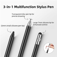Stylet 3 en 1 Convient aux ordinateurs portables, aux tablettes Pointe de disque remplaçable Stylet capacitif en aluminium gravé