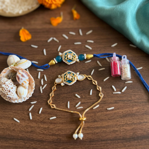 Handmade Rakhi For Brother Hexagon <b>Beaded</b> <b>Bracelet</b> With Pearl And Stone Bohemia Style Women's Jewelry handmade rakhi collection - Product Image 4
