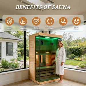 Sauna a Infrarossi e Terapia a Luce Rossa, Cabina Sauna per 2 Persone da Esterno con Riscaldamento a Legna - Product Image 2