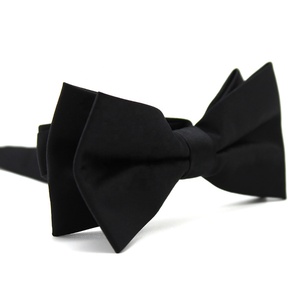 Corbata de Moño Pre-Atada de Satén Mate Tejido de Color Sólido, Hecha a Mano, Ajustable, de Poliéster, para Caballero, Fiesta, Esmoquin, Negra - Product Image 1