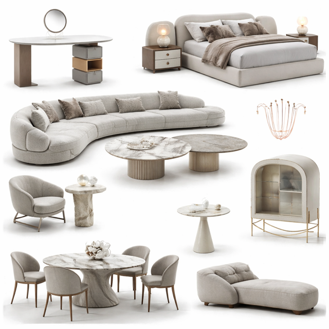 Luxury Customizable Apartment Living Room Bedroom Dining Furniture Modern Sofa Dining Table Office Desk Storage Cabinet Marble