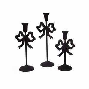 Portavelas con lazo Vintage, candelabro con acabado negro, soporte para Lazo, centro de mesa de Pascua, regalo de boda, portavelas Vintage de latón - Product Image 1