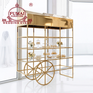 Carrito de dulces metálico dorado FUMAI FURNITURE con ruedas para eventos de boda, decoración de lujo - Product Image 1