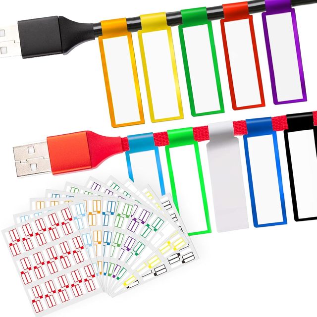 Cable Labels Colorful Waterproof Heat-Resistant Durable Eco-Friendly Recyclable Reusable Self Adhesive Tear Resistant Cord Tags