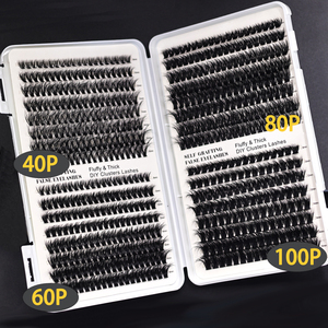 Handmade 32-Row cụm lông mi cuốn sách 18mm sợi tổng hợp lai khối lượng ánh sáng 3d-5d pre-cắt đoạn lông mi tự nhiên dài - Product Image 3