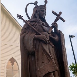 Chiesa del regalo religioso in ottone cattolico Saint Margaret all'aperto giardino statua a grandezza naturale scultura in bronzo personalizzata - Product Image 2