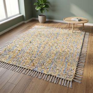 Tapis en laine texturé de designer, tapis indien tissé à la main, tapis doux et durable pour chambre à coucher, salon, décoration intérieure - Product Image 6