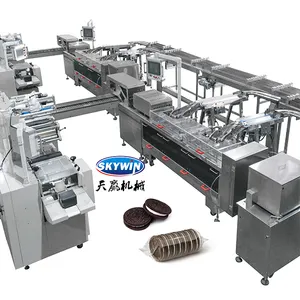 Premium quality biscuit sandwiching making machine with on-edge packing machine biscuit vertical packaging and feeding machines