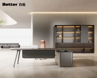 Escritorio de Oficina Ergonómico de Madera de Lujo Moderno y Duradero con Gabinete de Almacenamiento, Resistente al Agua, Escritorio Ejecutivo de Alta Gama
