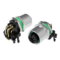 Connecteur circulaire M12 à corps long, à montage sur circuit imprimé, à angle droit, étanche, pour panneau, 4, 5, 8 ou 12 broches