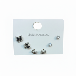 Orecchini a forma di farfalla in argento Lianlianxuan con strass di cristallo per regalo da donna, gioielli di moda - Product Image 1