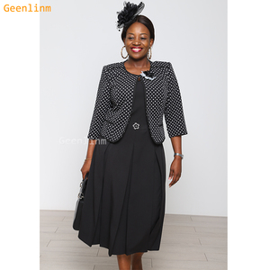 Vestido de Madre de la Novia con Estampado de Puntos, Traje de Iglesia Sencillo y Elegante, Vestido de Ropa Turca para Mujeres Negras, Traje de Oficina, Ropa Formal - Product Image 3