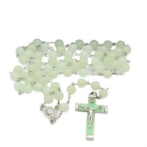 Mecrt Catholic Rosary Crucifix Luminous Christian Cross Necklace In-Stock 59 Fluorescent Color Fashion Beaded Necklace - Product Image 5