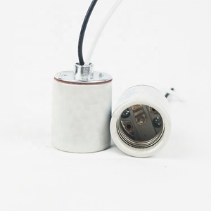 Douille de lampe en porcelaine E26 E12 avec mise à la terre, support de bougie en céramique <span class=keywords><strong>pour</strong></span> lustre, support métallique, luminaire - Product Image 3