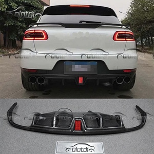 <b>LED</b> <b>Light</b> Carbon Fiber Rear Bumper Lip <b>Diffuser</b> Spoiler Splitter for Porsche Macan 95B 2014+ Car Spoilers - Product Image 1