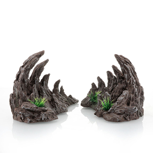 Moderno 5W Box Rock Cave Paisagem Artificial Aquário Pedra Ornamento com Cerâmica Coral Plastic Fish Tank Acessórios Decorativos - Product Image 1