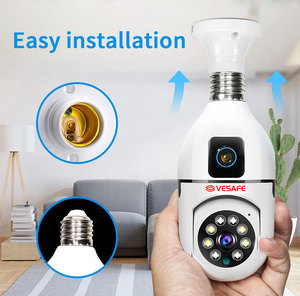 Vesafe nhà V380 PTZ không dây ống kính kép bóng đèn Dome CCTV <span class=keywords><strong>Camera</strong></span> <span class=keywords><strong>IP</strong></span> E27 Ổ cắm đèn 4MP Wifi Mạng máy ảnh tầm nhìn ban đêm - Product Image 2