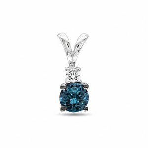 Excellents pendentifs et breloques en diamant solitaire bleu rond véritable sans chaîne incluse - Product Image 2