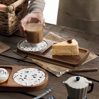 Vente en gros logo personnalisé Plateau à café et thé en bois d'acacia Plateau de service en bois