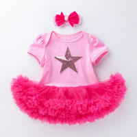 Nouvel ensemble 3 pièces pour bébé fille (0-2 ans) : Robe d'été, barboteuse en dentelle, jupe et bandeau en mousseline pour célébration d'anniversaire