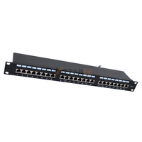 Panel de Conexión Ethernet CAT 6 CAT6 UTP de 19 Pulgadas 1U con 24 Puertos DIN y Conector Keystone RJ45