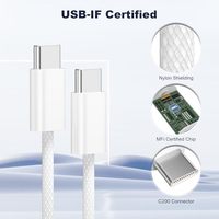 Kabel Pengisian Daya USB-C 60W Nylon Fast Charge untuk iPhone 16/15/15Pro/15Pro Max MacBook iPad Pro/mini Kabel USB C ke USB C