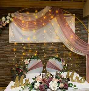 Voilages simples pour arche de <span class=keywords><strong>mariage</strong></span>, rideaux de fond transparents en polyester <span class=keywords><strong>blanc</strong></span> pour décorations de <span class=keywords><strong>mariage</strong></span> en extérieur, fêtes et plafonds - Product Image 4
