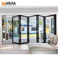 Portes pliantes en aluminium à rupture de pont thermique, étanches, avec verre trempé pour extérieur, porte patio pliante