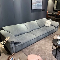 Sofa Tiga Dudukan Berbahan Beludru Frosted, Model Lurus, Flanel, Telinga Gajah, Minimalis Italia, Isian Bulu Angsa Dua Sisi, Untuk Ruang Tamu