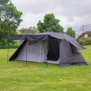 Grande famiglia automatico doppio strato impermeabile portatile tenda Glamping con 2 porte e 2 camere per il campeggio all'aperto