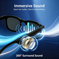 Lunettes Audio Intelligentes avec Contrôle Tactile 5.4, Traduction IA et Lecteur de Musique - Appels Mains Libres pour la Conduite et les Sports de Plein Air