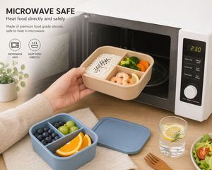 Recipiente de Silicona de Grado Alimenticio para Almuerzo, Apto para Microondas, Libre de BPA, para Niños y Adultos, Apto para Lavavajillas y Congelador - Product Image 6