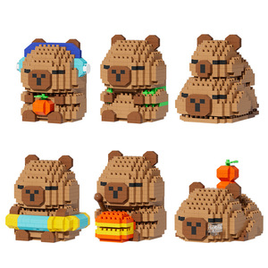 Conjunto De Blocos De Construção De Plástico Capivara Dos Desenhos Animados Conectando Tijolos Edifício Brinquedo Handmade Cute Hydrochaeris Montado Modelo Brinquedo Presente - Product Image 1