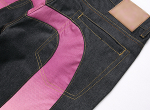 Pantalones Cortos de Mezclilla para Hombre, Corte Medio, Estilo Urbano <span class=keywords><strong>con</strong></span> Panel Rosa en Contraste y Detalles Florales - Product Image 3