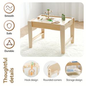 Children's Solid Wood <b>Activity</b> <b>Table</b> Kindergarten Game <b>Table</b> Sand Water <b>Table</b> Montessori Science Experiment Multifunctional Toy - Product Image 3