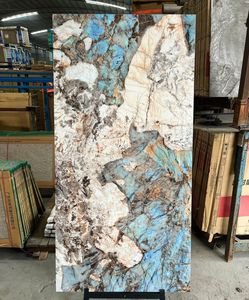 Cilalı Porselen Mavi Duvar ve Zemin Karoları 600 X 1200 mm Avrupa Modern Parlak Seramik Mavi Kahverengi Yüksek Kaliteli Karolar - Product Image 1