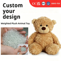 Ours en peluche lesté personnalisé en polyester à poils longs, jouet anti-stress avec billes lestées de 5 lb