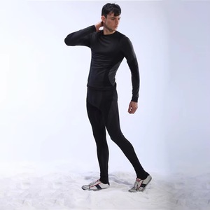 Conjunto de <span class=keywords><strong>Camiseta</strong></span> Negra de Manga Larga para Hombre, Pantalones Cómodos Sin Costuras, <span class=keywords><strong>Camiseta</strong></span> Larga Deportiva, Ropa <span class=keywords><strong>Interior</strong></span> Deportiva - Product Image 5