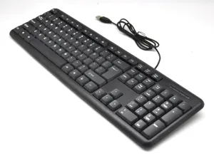 Teclado de escritório com fio kb251, sem luz, tamanho completo, ultra fina, teclado multimídia, para uso em casa e escritório