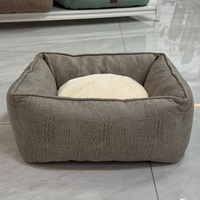 Etrip Pet Wholesale - Lit pour chien rectangulaire ultra-luxe personnalisé, imperméable, doux, brun grisâtre, lavable en machine, durable